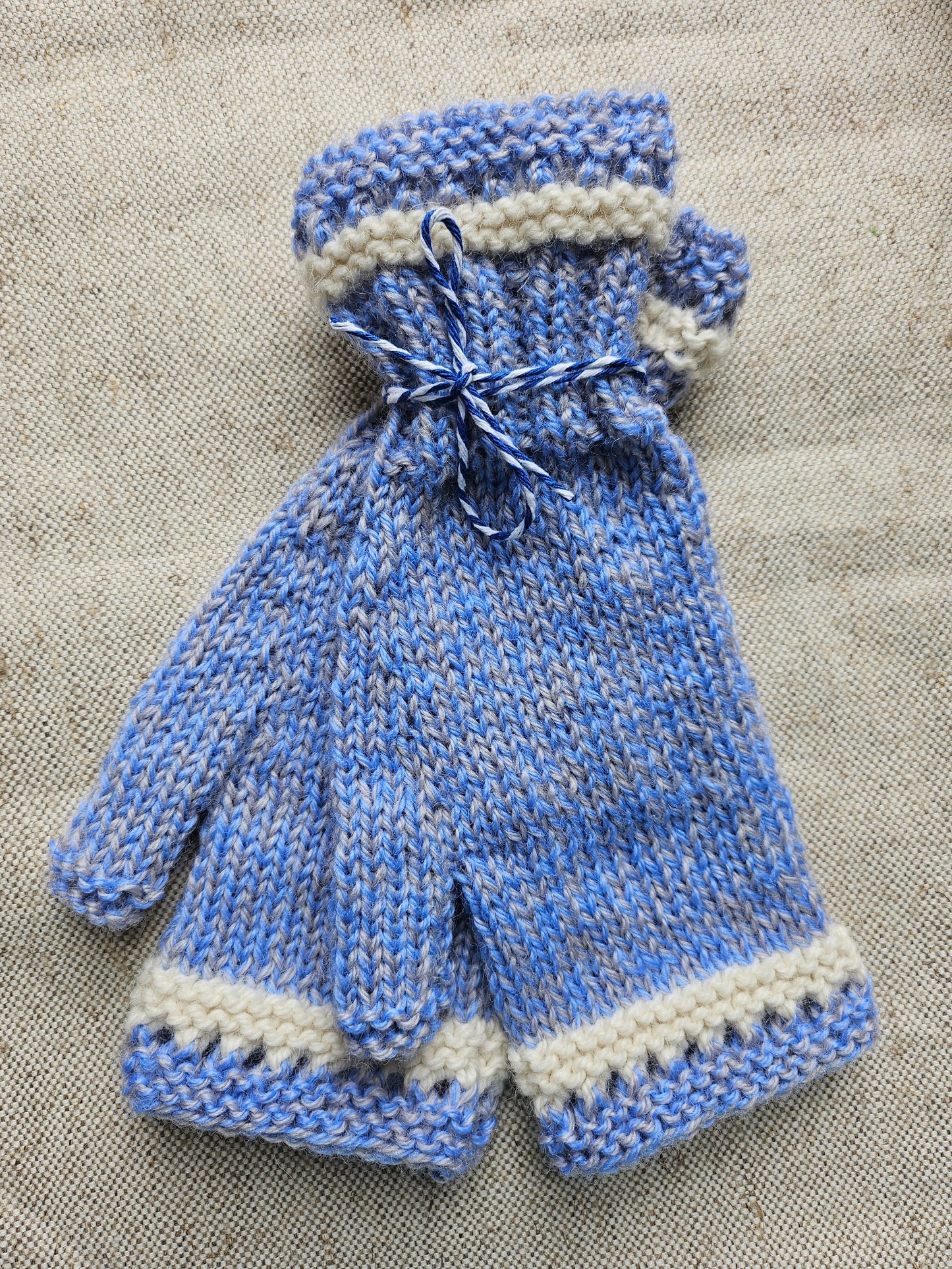 Blue/White Fingerless Gloves